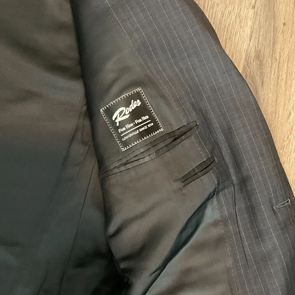 Canali Suit Jacket Pure Wool Blazer‎ Sport Coat Black Pinstripe Italy Size 54L
